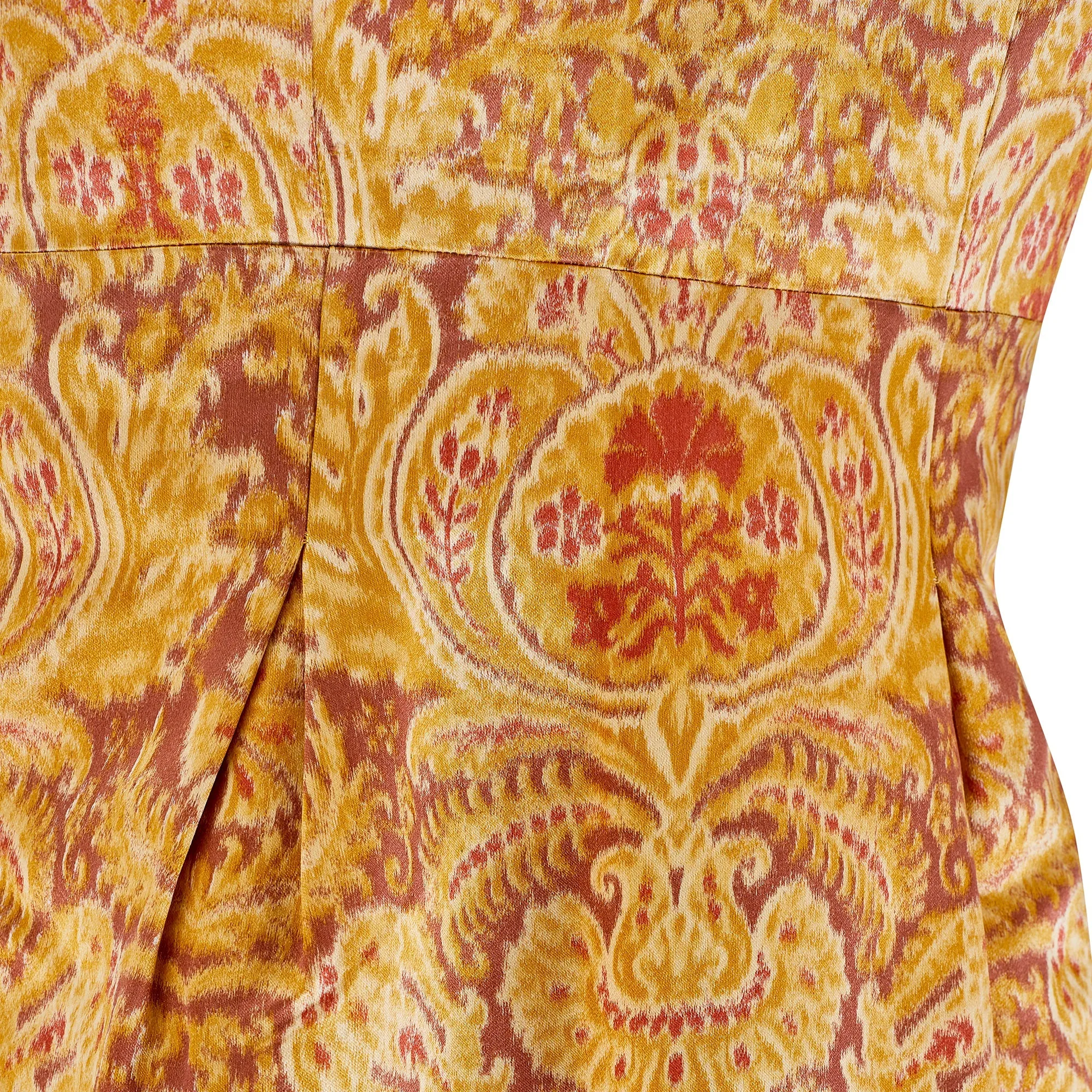 1960s Guy Laroche Haute Couture Silk Heraldic Print Dress Suit