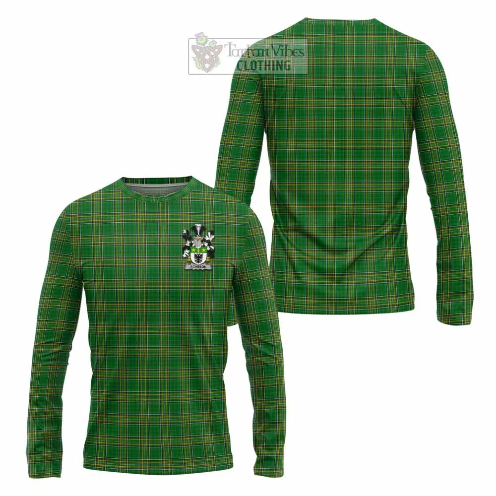 Acheson Irish Clan Tartan Long Sleeve T-Shirt with Coat of Arms