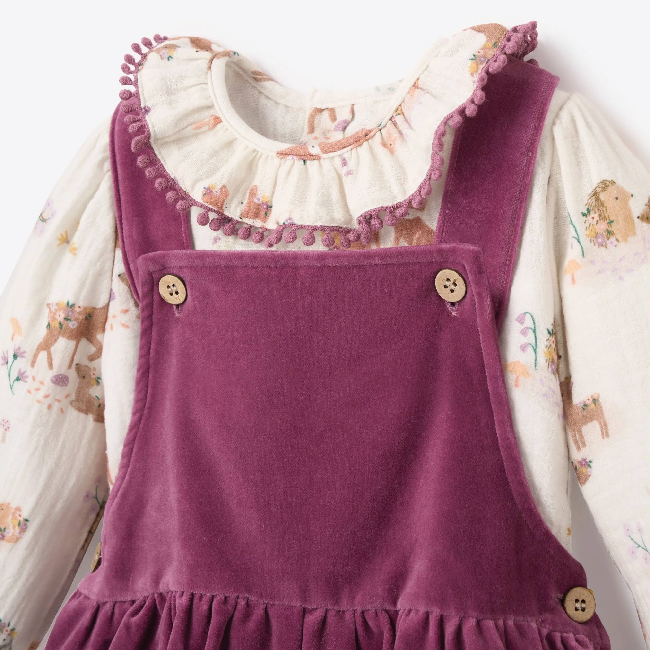 Forest Family Organic Muslin Top   Velvet Jumper