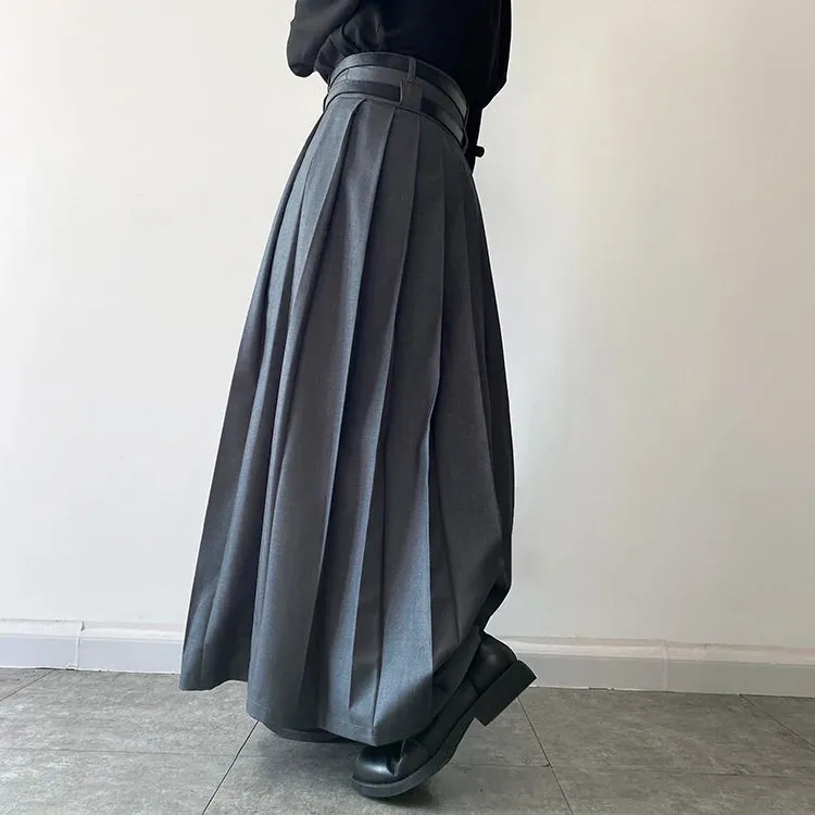 Funki Buys | Skirts | Men's Japanese High Waist Long Pleat Skirt