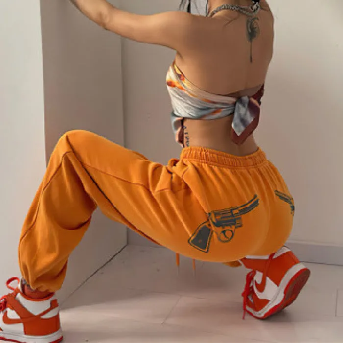 Girlary-shop rainy day outfit New Printed Jazz Hip Hop Sports Pants Women's Hip Hop Loose Ankle-Tied Pants High Waist All-Match Casual Sweatpants Fashion