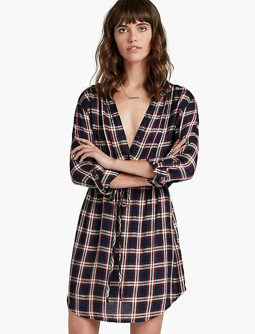 Lucky Brand Bungalow Plaid Dress - Navy Multi