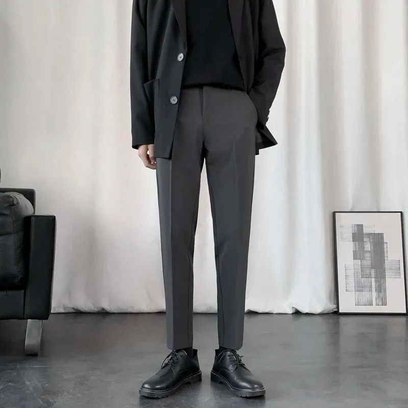 Men's Suit Pants Business Casual Drape Pencil Bottom Straight Leg Male Trousers Korean Style Autumn Simple 9C6809