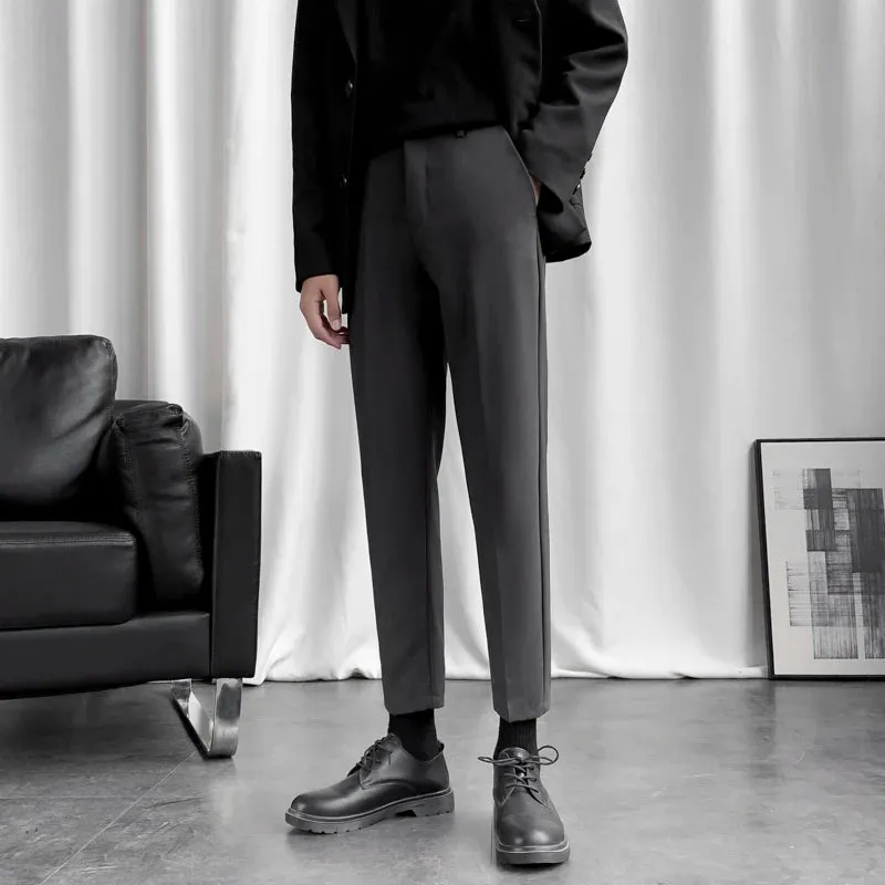 Men's Suit Pants Business Casual Drape Pencil Bottom Straight Leg Male Trousers Korean Style Autumn Simple 9C6809