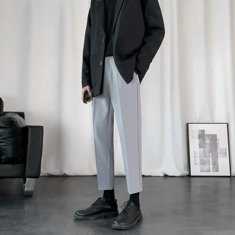 Men's Suit Pants Business Casual Drape Pencil Bottom Straight Leg Male Trousers Korean Style Autumn Simple 9C6809