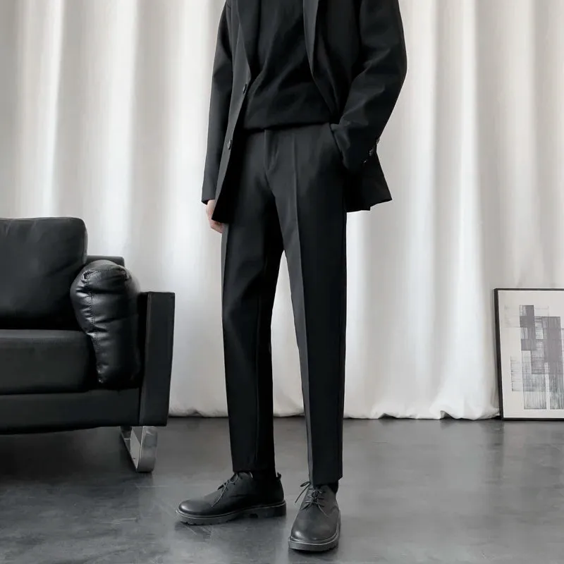 Men's Suit Pants Business Casual Drape Pencil Bottom Straight Leg Male Trousers Korean Style Autumn Simple 9C6809
