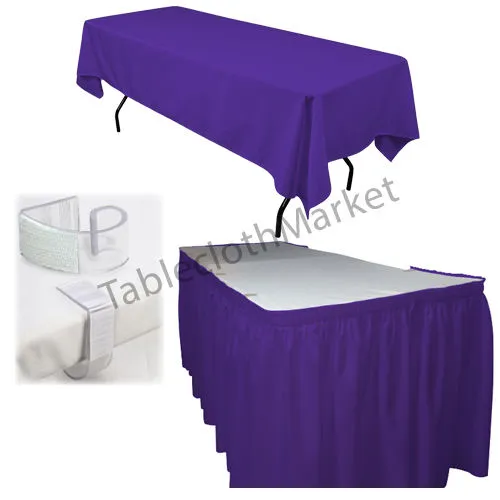 Polyester Pleated Table Set Skirt With Clips 14' Ft.    Clip   Topper Media Day"