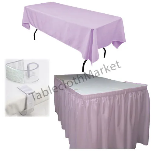 Polyester Pleated Table Set Skirt With Clips 14' Ft.    Clip   Topper Media Day"