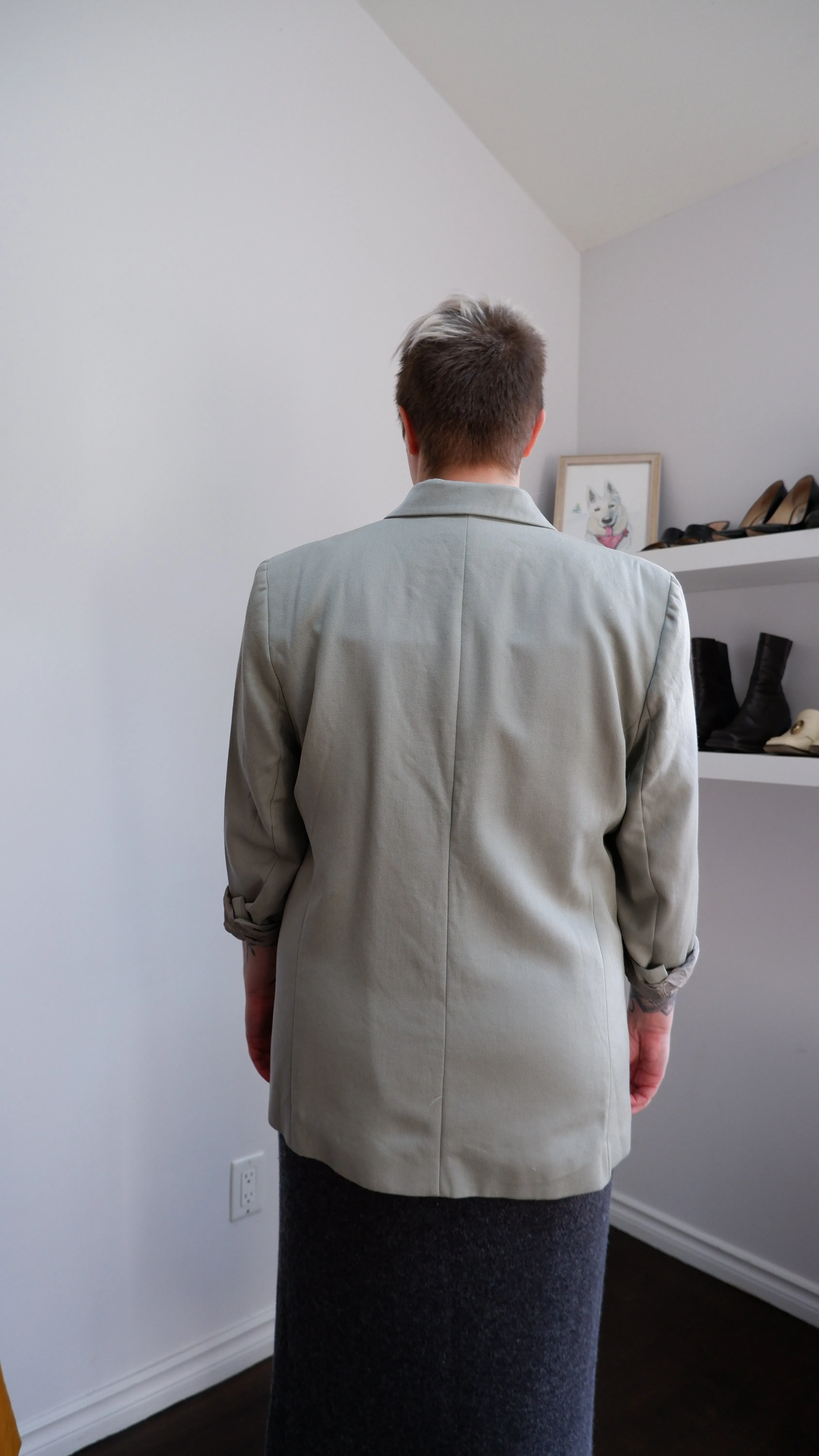 Sage Double-Breasted Wool Blazer - XL 