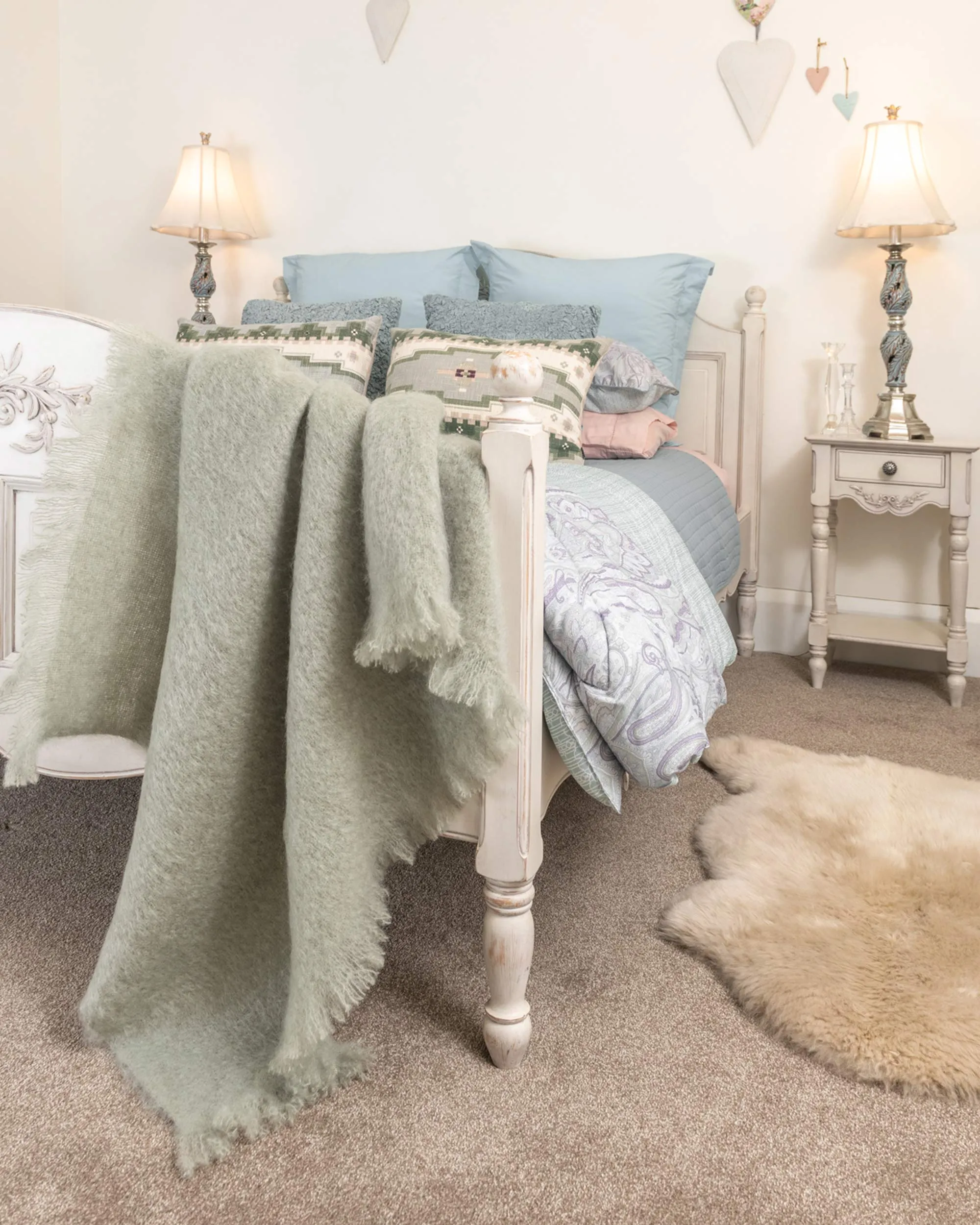 Sage Green Mohair Chair Throw