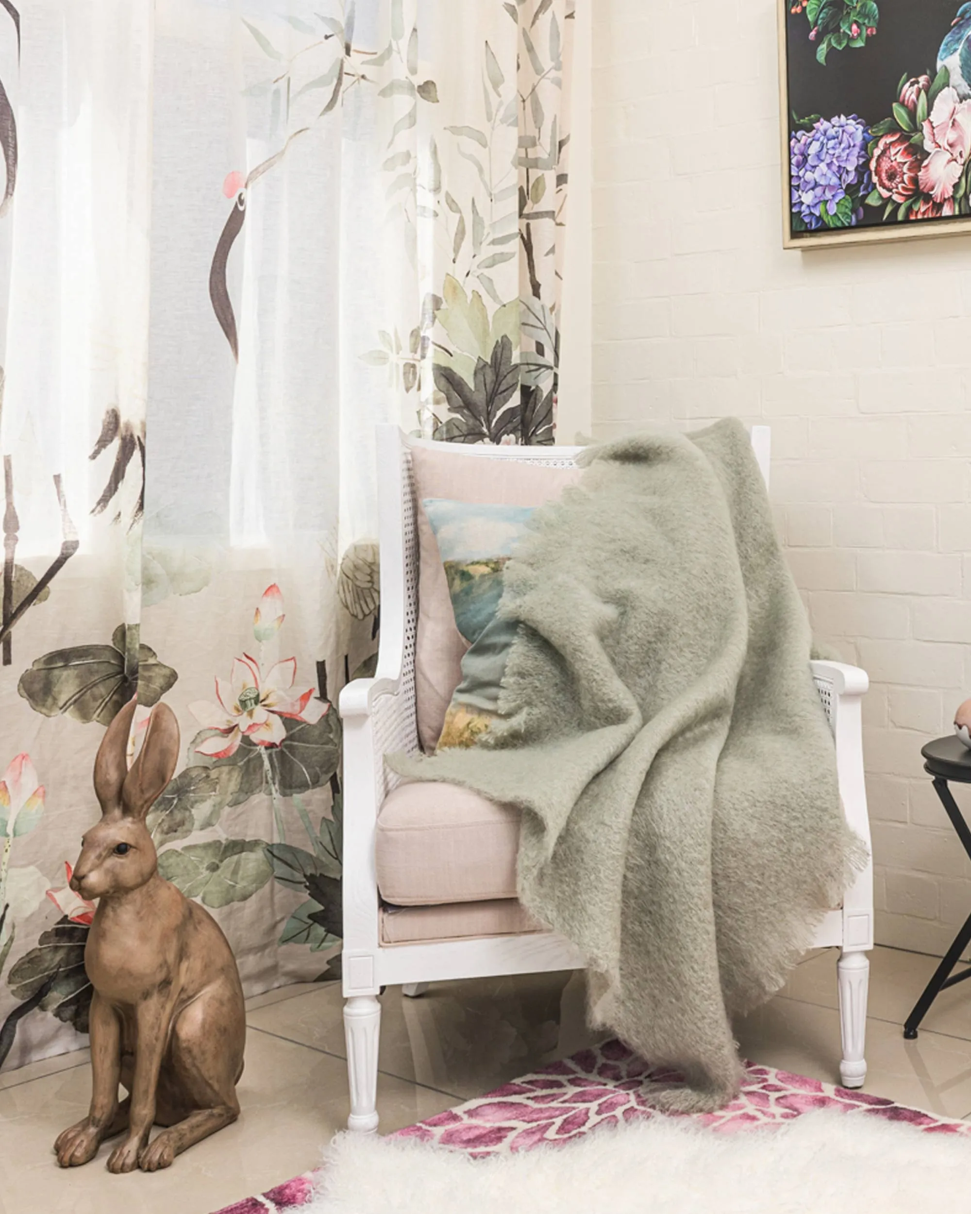 Sage Green Mohair Chair Throw