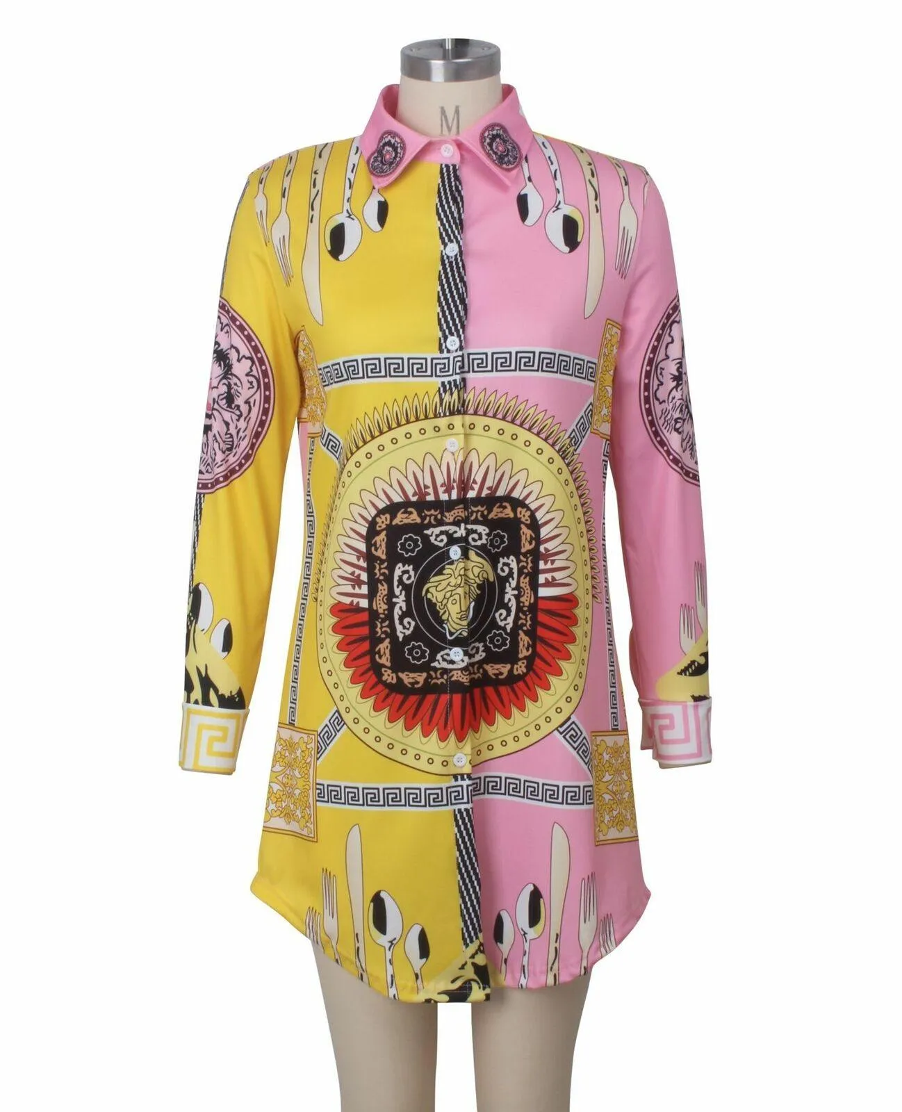 Womens Long Sleeve Mini Shirt Dress